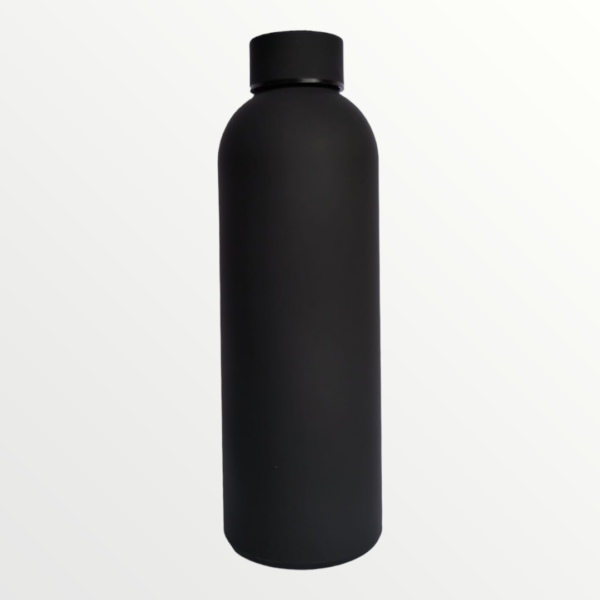 Rubber Coated Vaccum Insulated Water Bottle 500ml - Black
