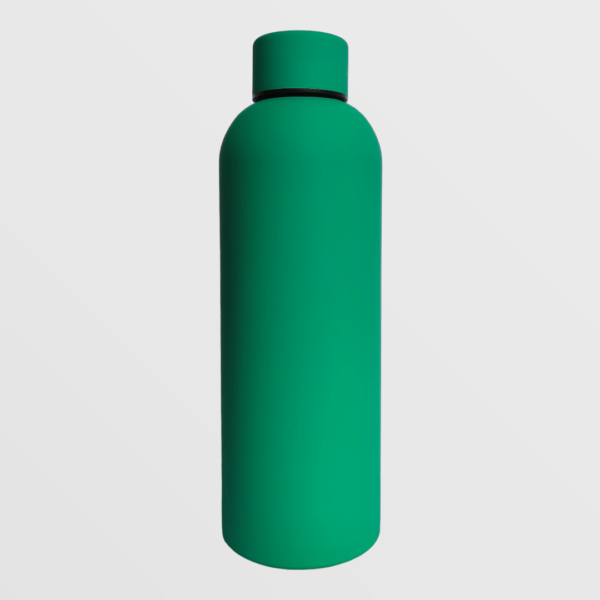 Rubber Coated Vaccum Insulated Water Bottle 500ml - Olive
