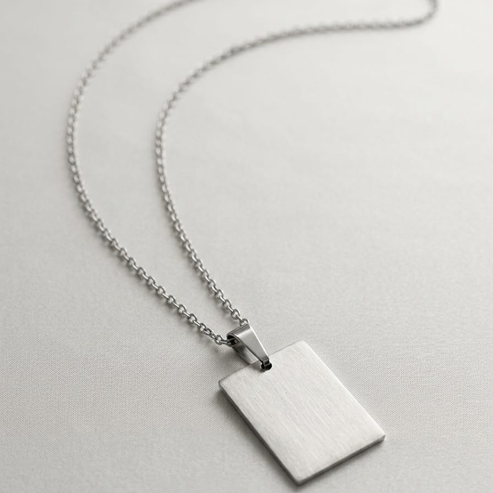 Pendent for Engrave SS Material Silver - Rectangle