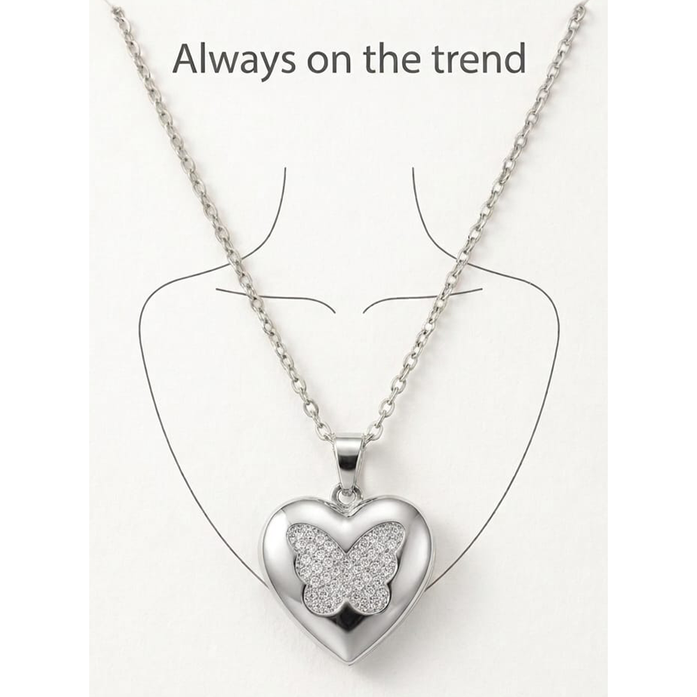 Photo Frame Silver Pendant - Butterfly