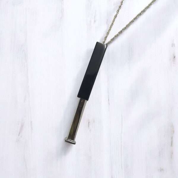 Bar Pendant Hidden Square for Engrave - Black - Silver