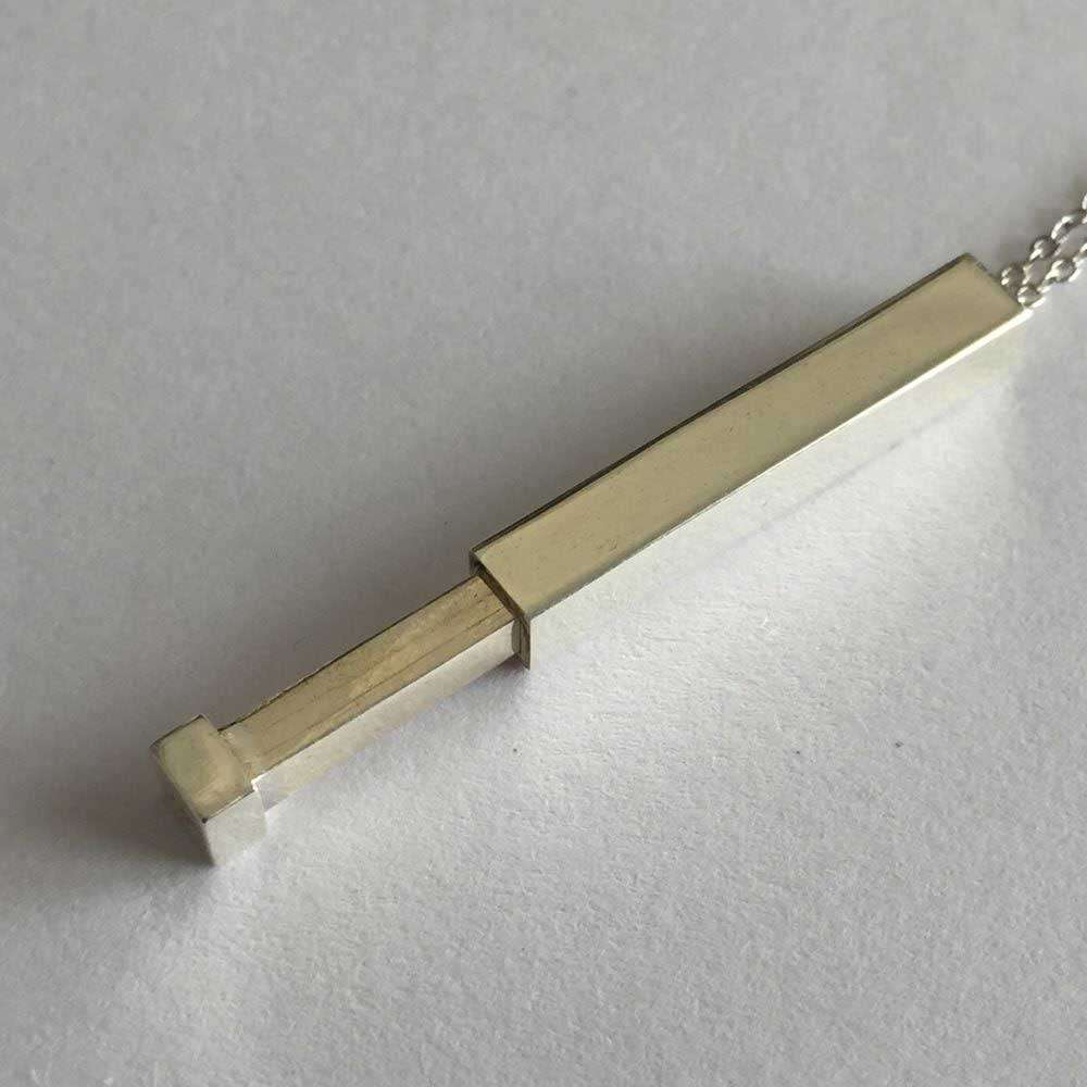 Bar Pendant Hidden Square for Engrave - Golden - Golden
