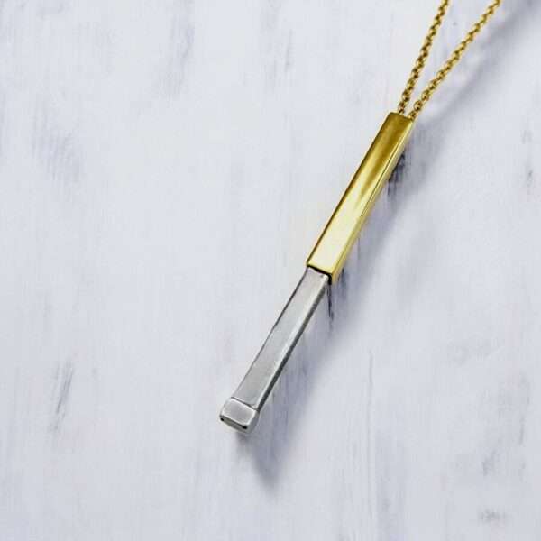 Bar Pendant Hidden Square for Engrave - Golden - SIlver