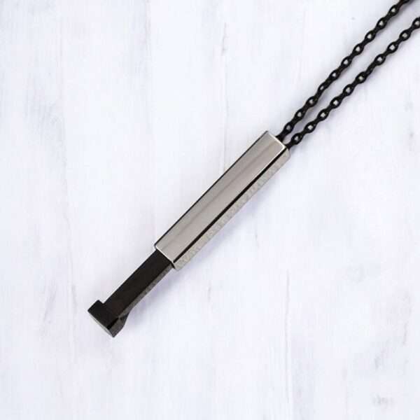 Bar Pendant Hidden Square for Engrave - SIlver - Black