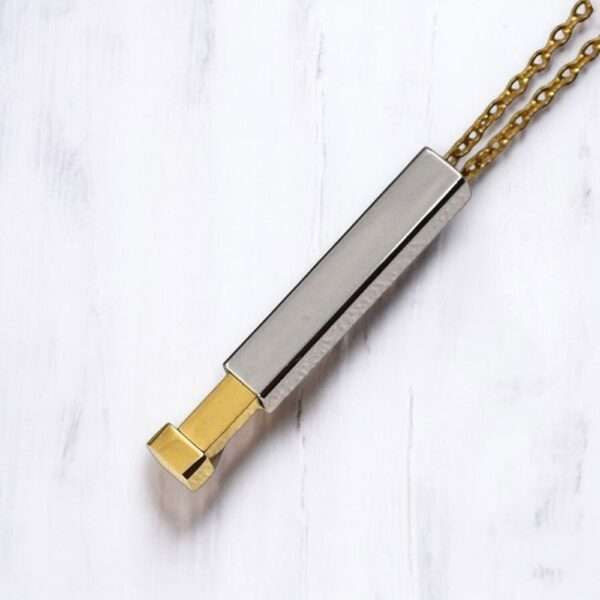 Bar Pendant Hidden Square for Engrave - Silver - Golden