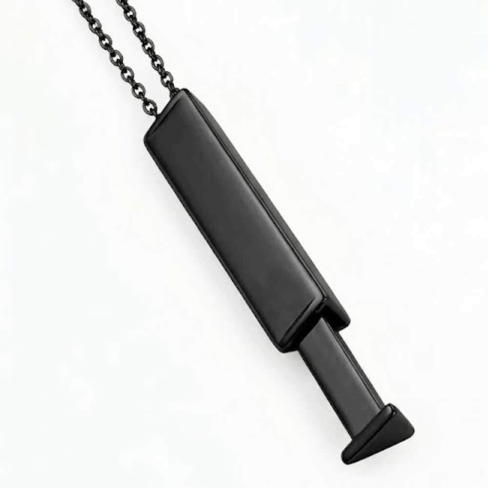 Bar Pendant Hidden Triangle for Engrave - Black