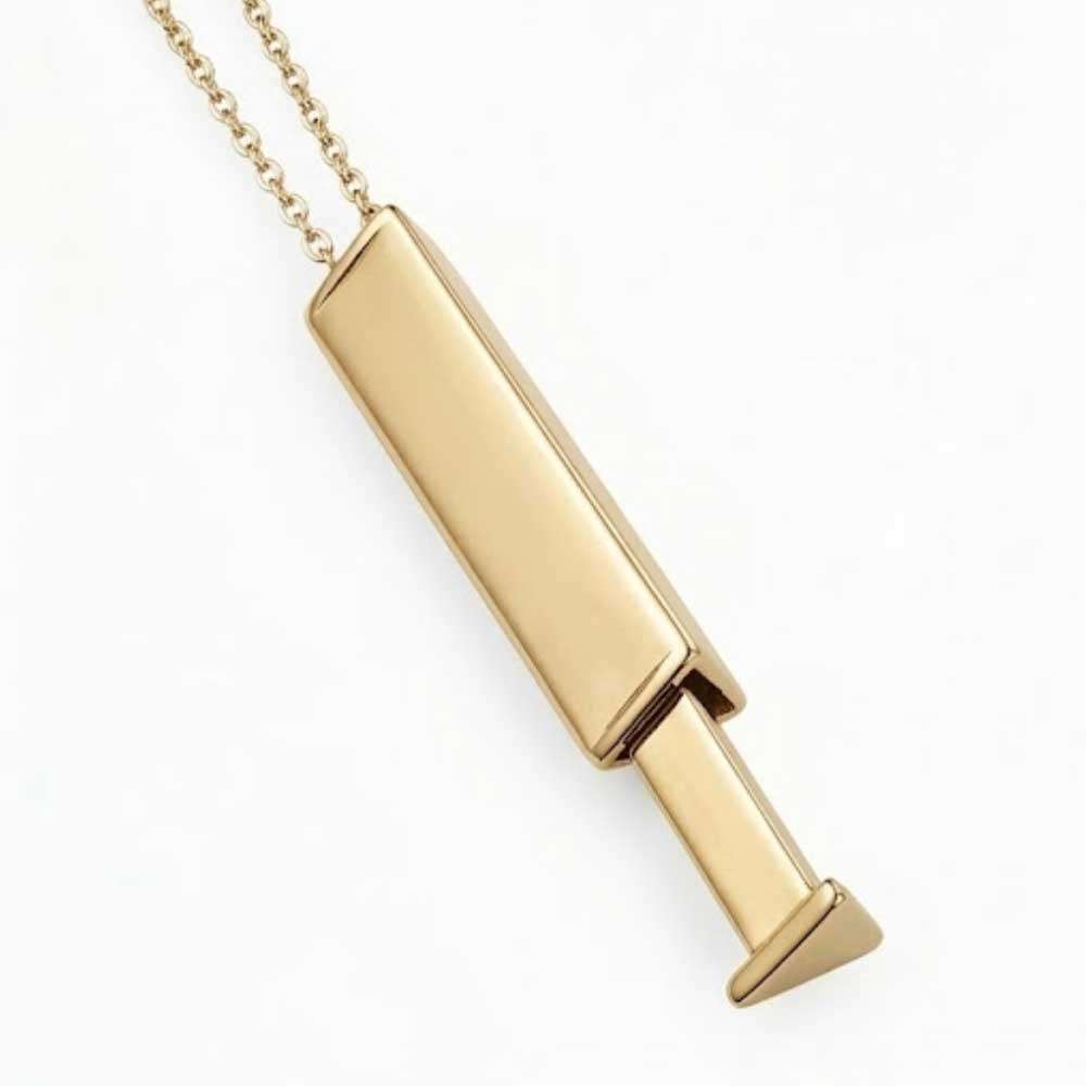 Bar Pendant Hidden Triangle for Engrave - Golden