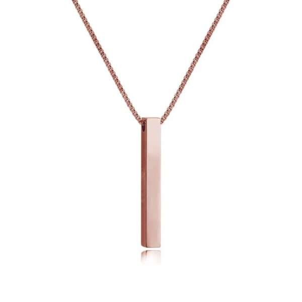 Bar Pendant Square for Engrave - ROSE GOLD