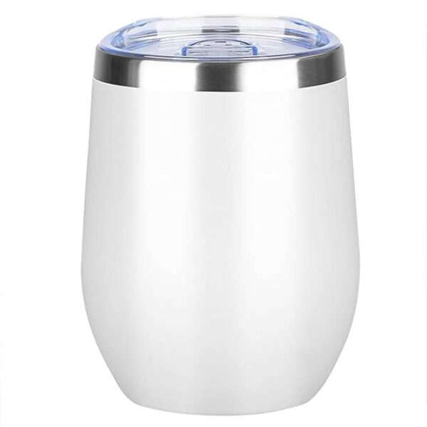 Black Stainless Steel Wine Tumbler for Engrave - White