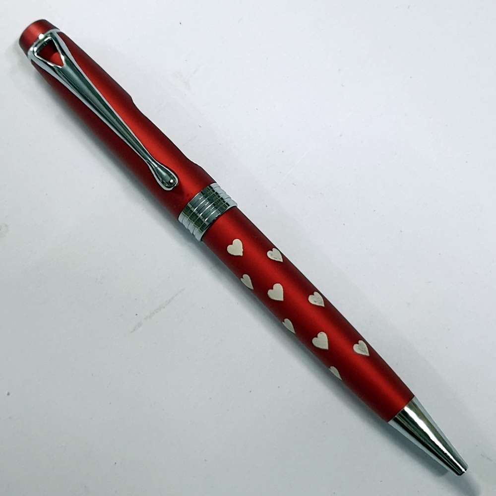 (PEN-009) Heart Red Multi Name Engrave Metal Pen