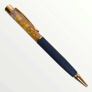 (PEN-024) Gold Flake Zari Metal Pen - BLUE