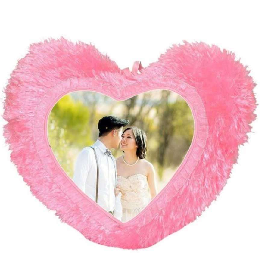 Fur Heart Sublimation Pillow - Pink