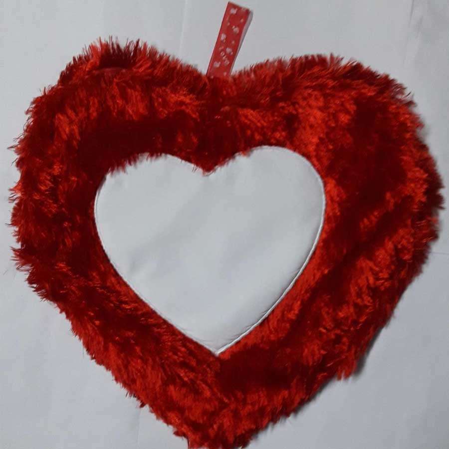 Fur Heart Sublimation Pillow - Red