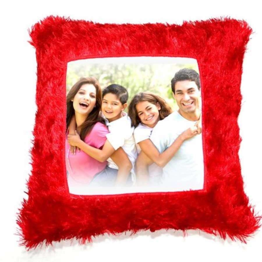 Fur Square Sublimation Pillow - Red