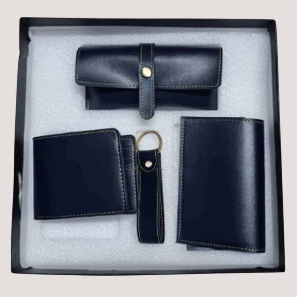 Men's 4pc blank Combo set Faux Leather - Blue