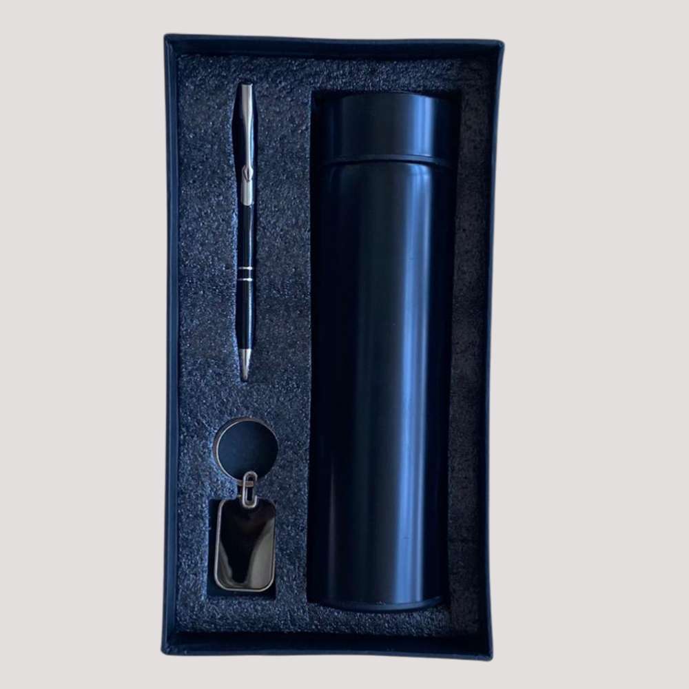 Personalised Bottle, Keychain, Pen Gift Combo - Temperature Bottle