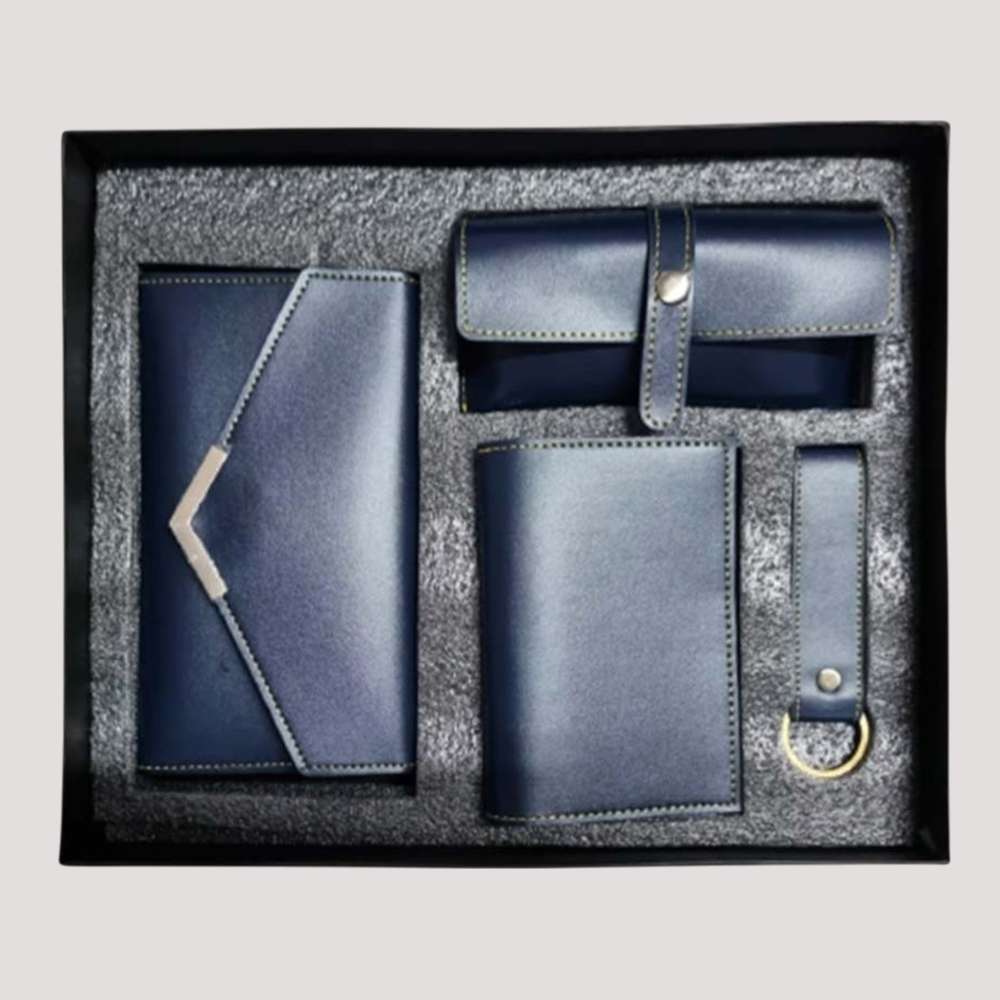 Women's 4pc blank Combo set Faux Leather - Blue