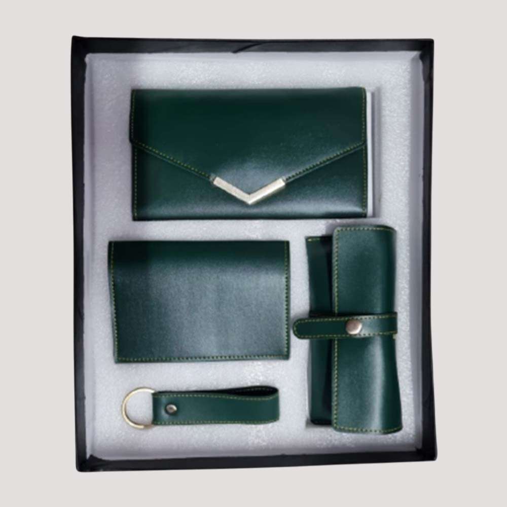 Women's 4pc blank Combo set Faux Leather - Olive