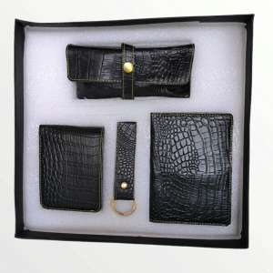 4Pc Combo Set Croc Leather