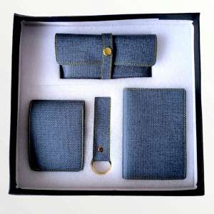 4Pc Combo Set Denim Leather