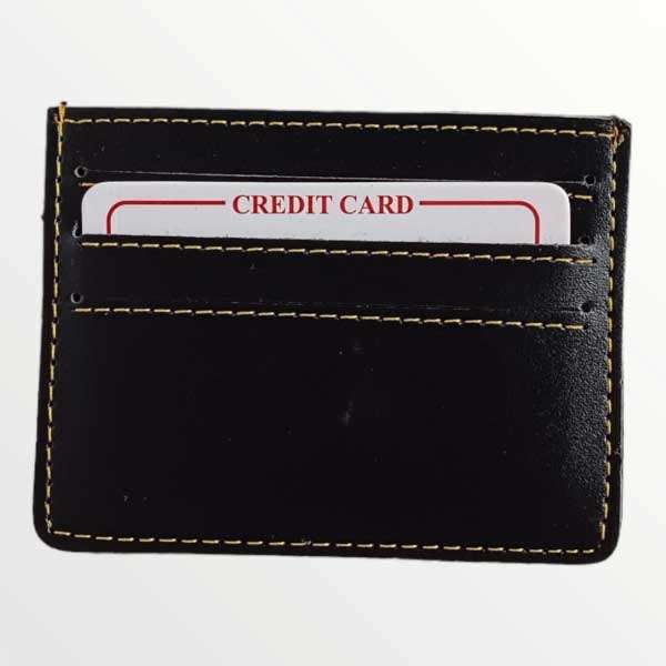 Card Holder Minimalistic Faux Leather - Black
