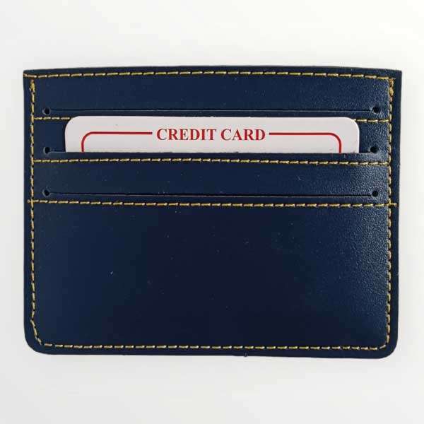 Card Holder Minimalistic Faux Leather - Blue