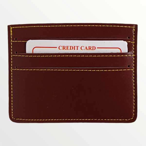 Card Holder Minimalistic Faux Leather - Brown