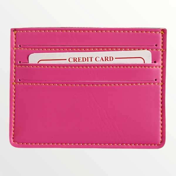 Card Holder Minimalistic Faux Leather - Pink