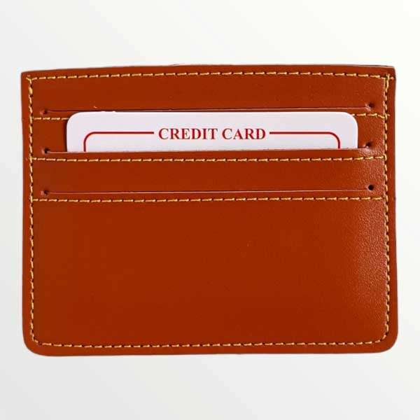Card Holder Minimalistic Faux Leather - Tan