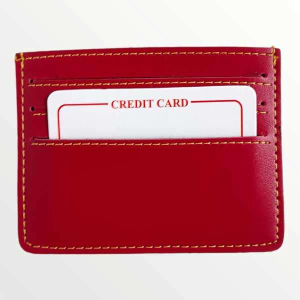 Card Holder Minimalistic Faux Leather - Wine