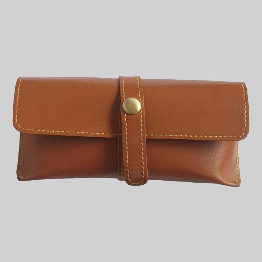 Sunglass Case Faux Leather - Tan