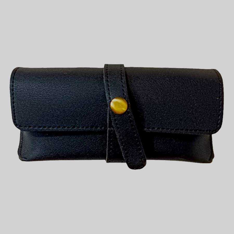Sunglass Case Imported Leather - Black
