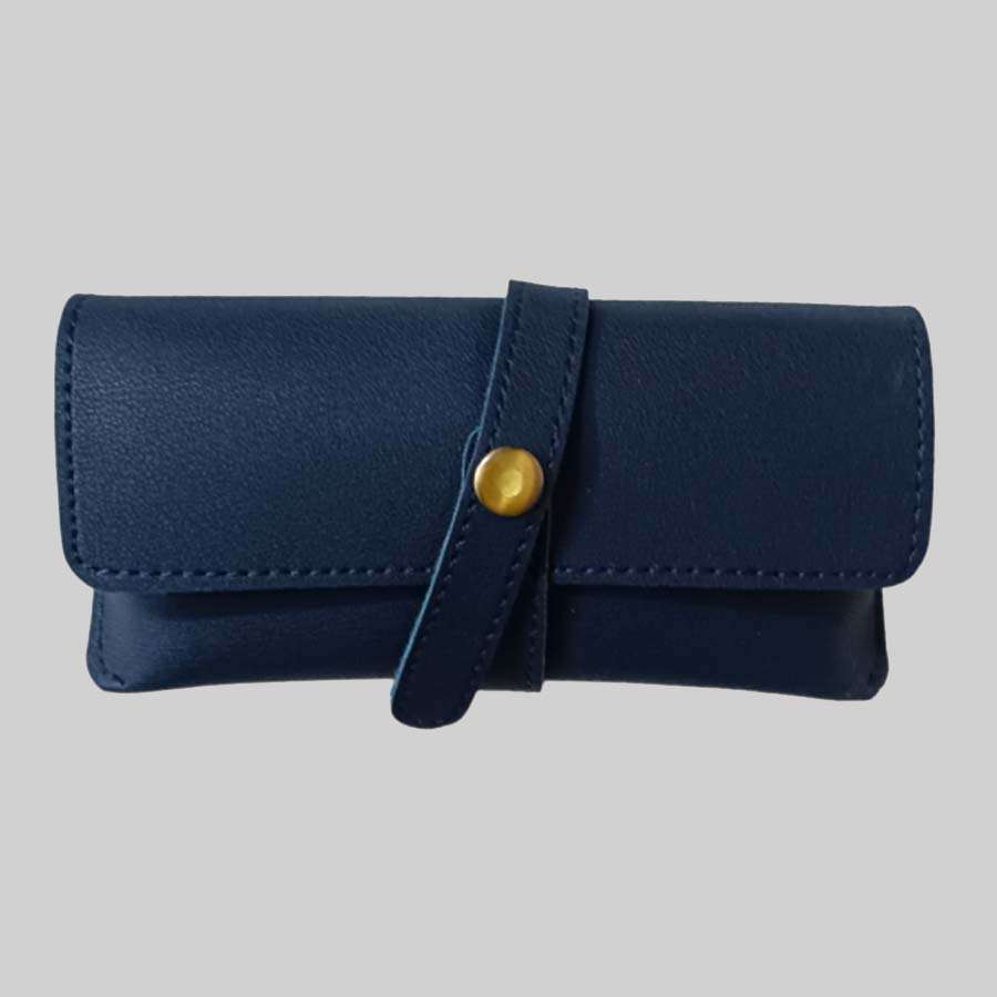 Sunglass Case Imported Leather - Blue