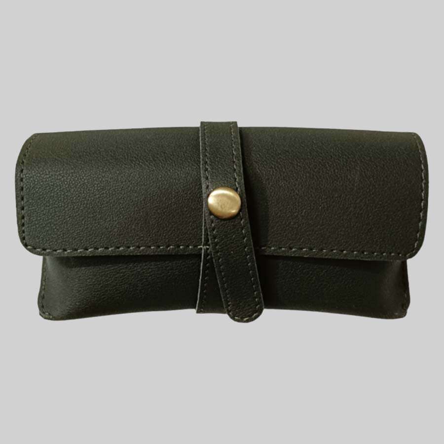 Sunglass Case Imported Leather - Olive