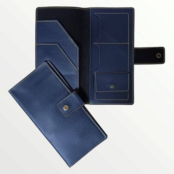 Travel Organiser with Button Faux Leather - Blue