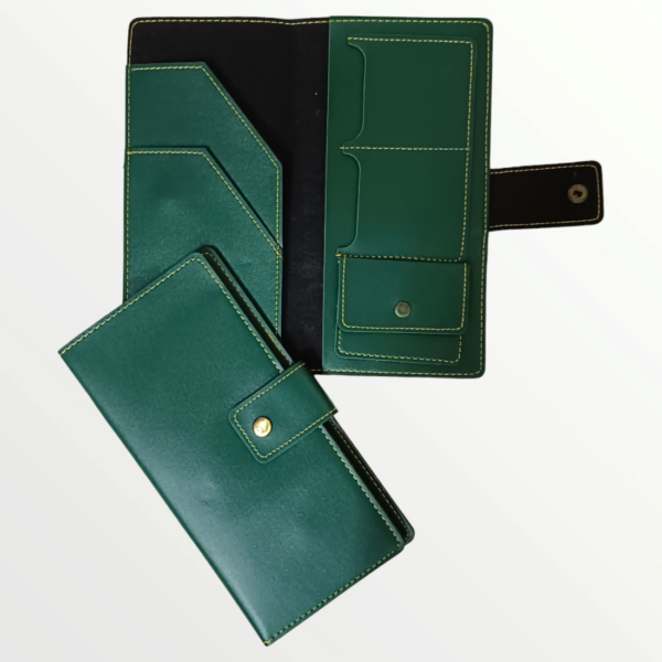 Travel Organiser with Button Faux Leather - Olive