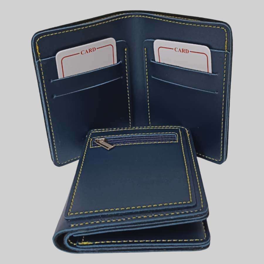 Compact Wallet Faux Leather - Blue