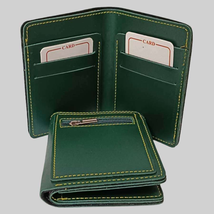Compact Wallet Faux Leather - Olive