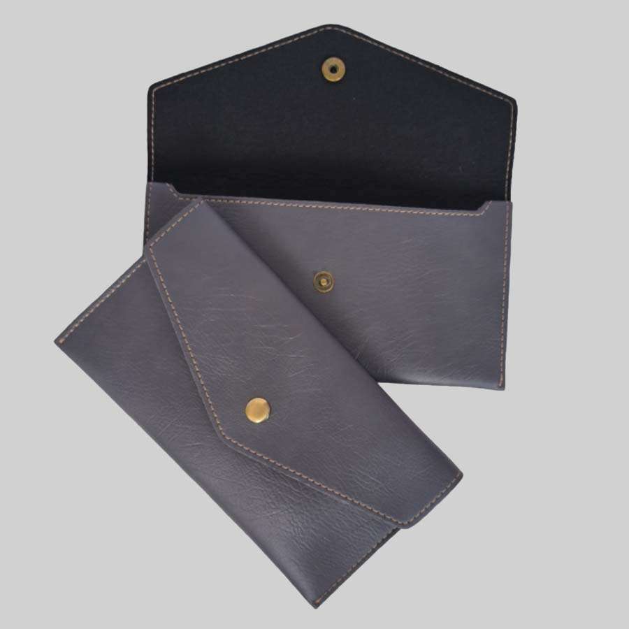 Ladies Minimal Clutch Bangkok Leather - Gray
