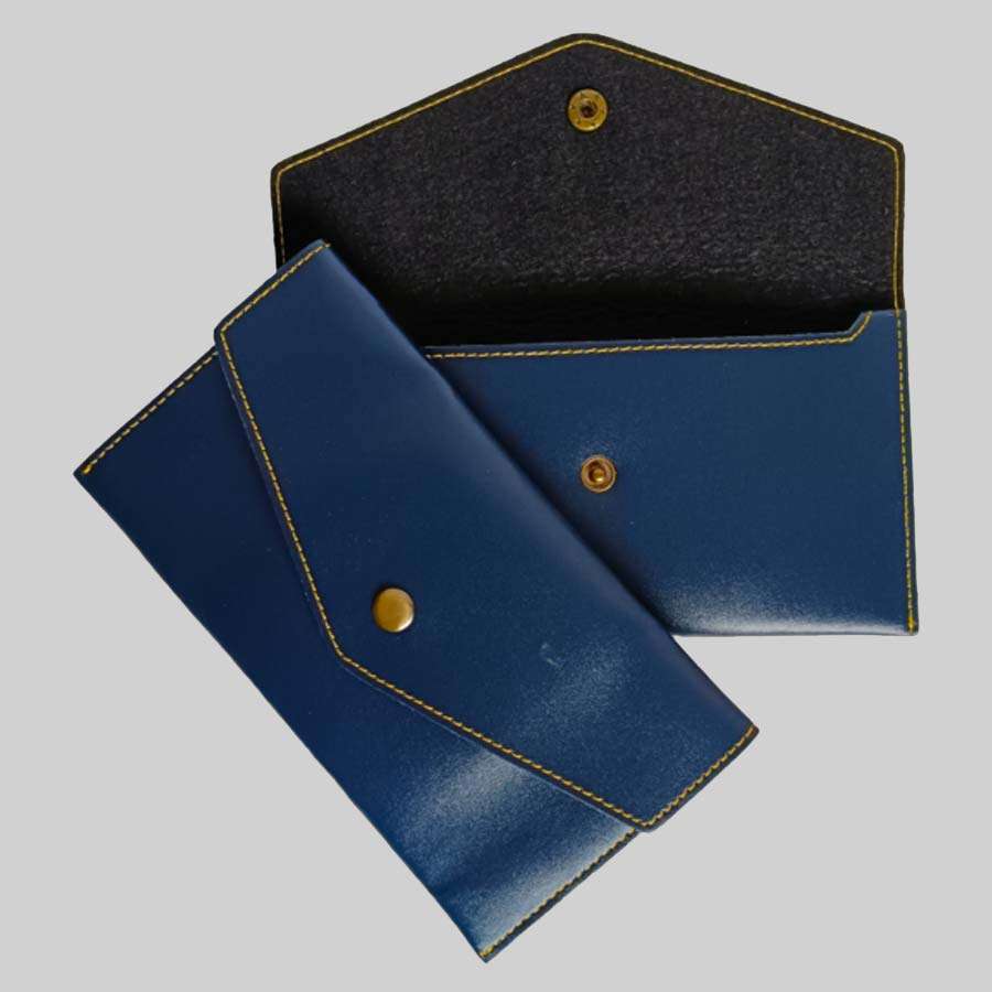Ladies Minimal Clutch Faux Leather - Blue