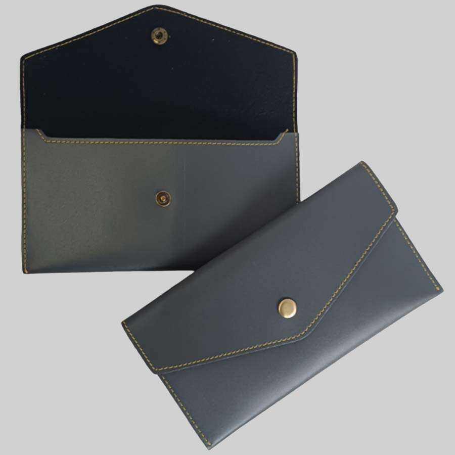 Ladies Minimal Clutch Faux Leather - Gray