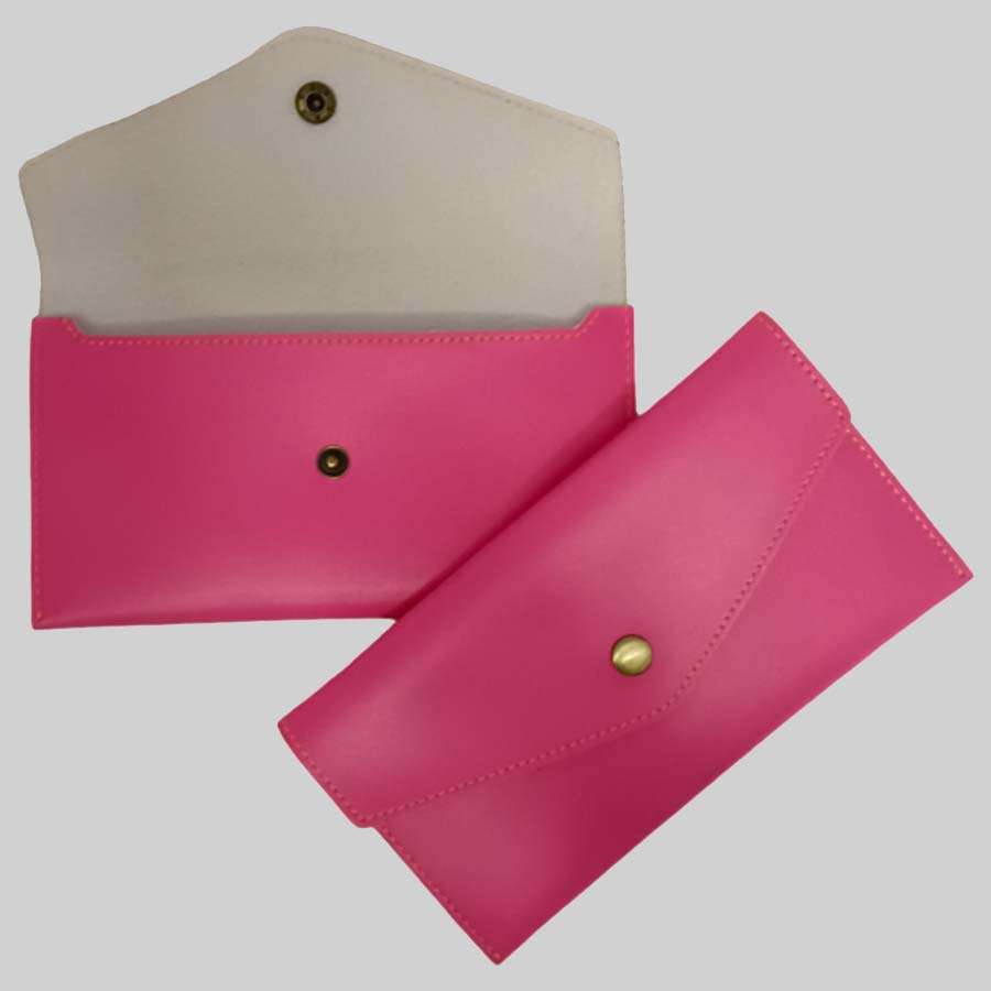 Ladies Minimal Clutch Faux Leather - Pink