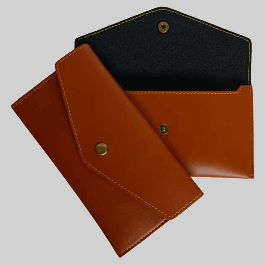 Ladies Minimal Clutch Faux Leather - Tan
