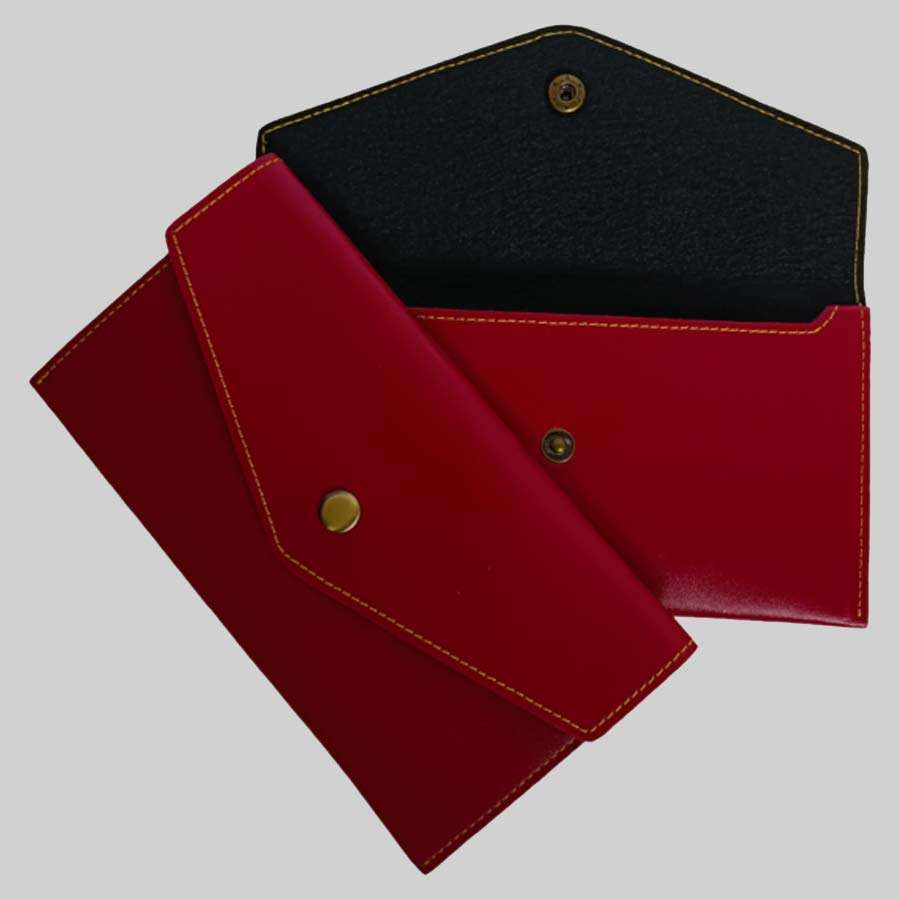 Ladies Minimal Clutch Faux Leather - Wine