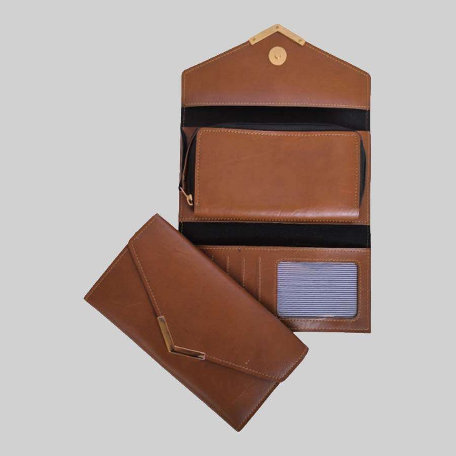 Ladies Purse Bangkok Leather with Pocket - Tan