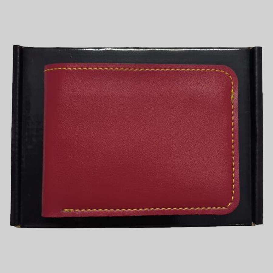 Men's Faux Leather Wallet - Wine