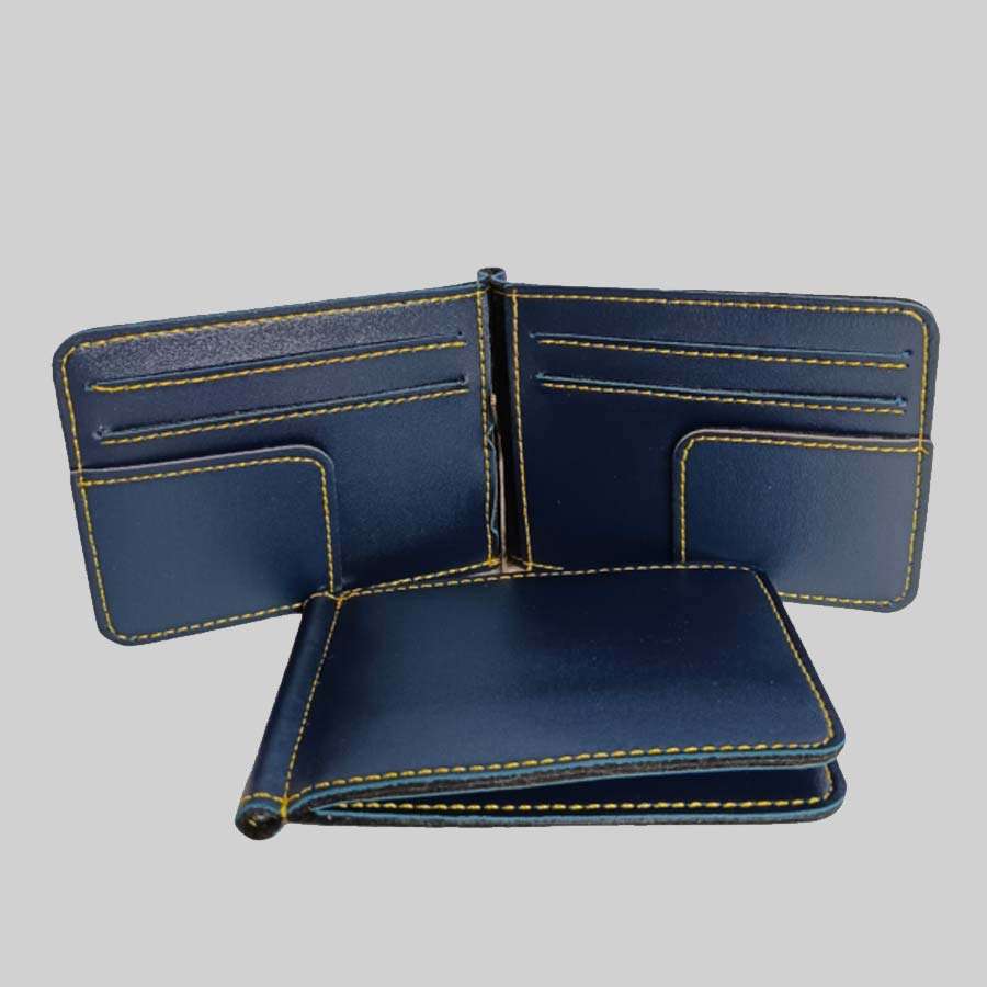 Money Clipper Faux Leather - Blue