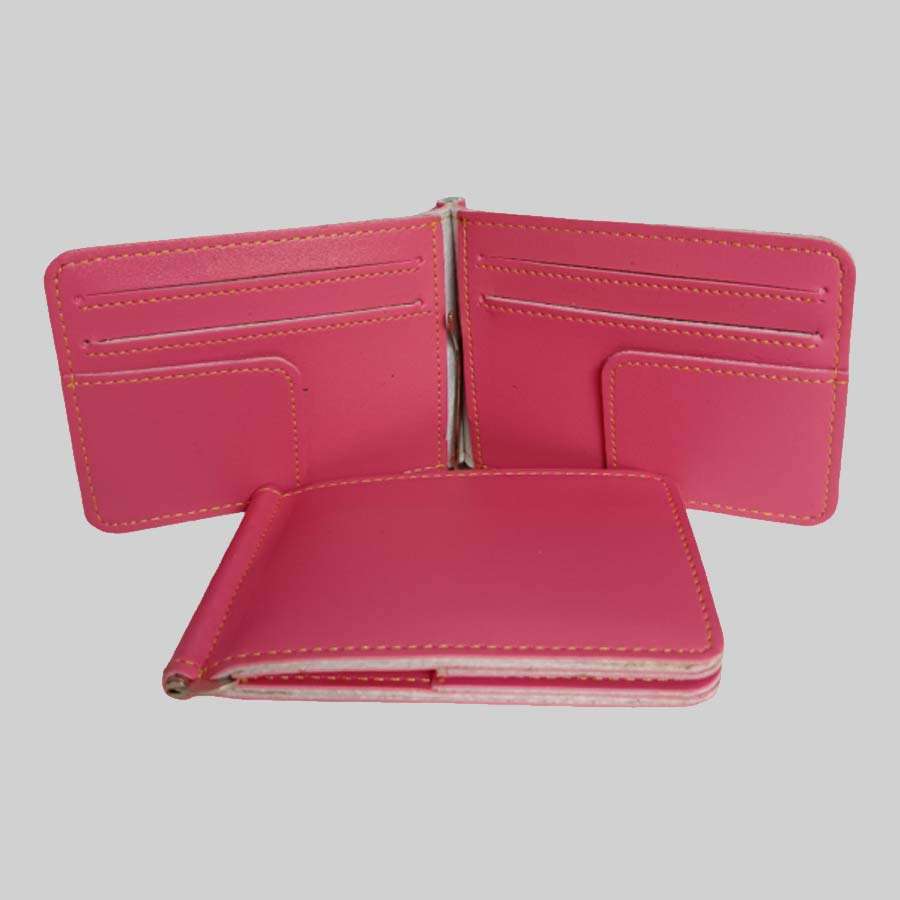 Money Clipper Faux Leather - Pink