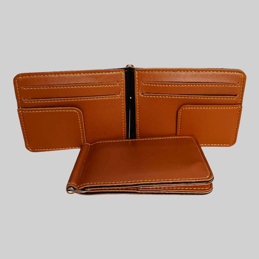 Money Clipper Faux Leather - Tan