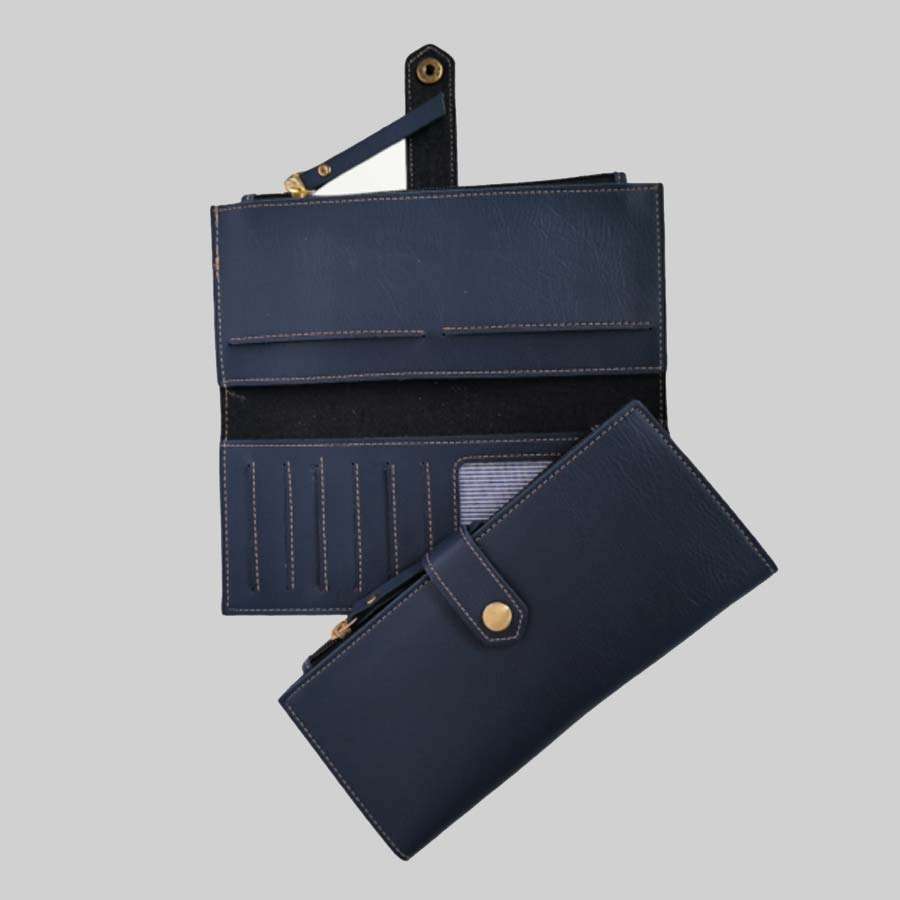 travel Pouch Bangkok Leather 2 Fold Clutchs - Blue